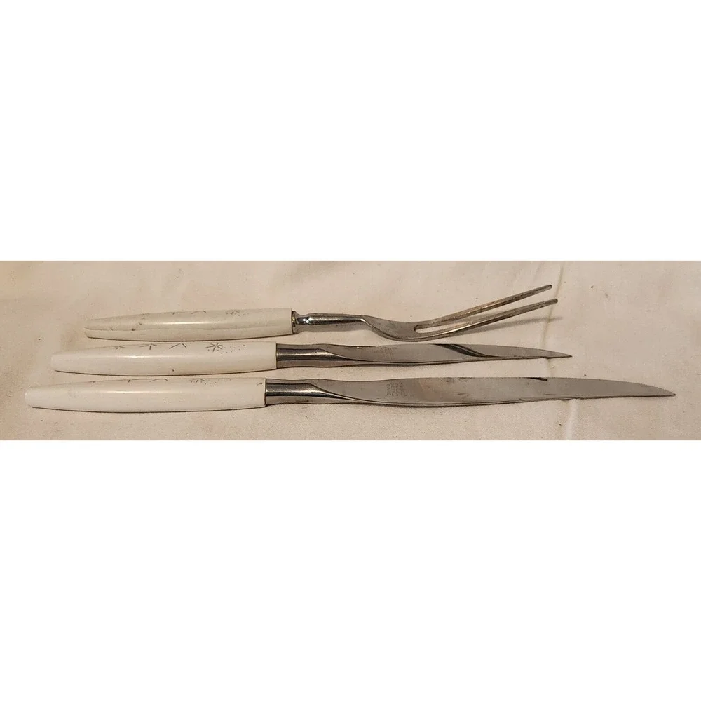 Mode Danish Carving Knife Fork Set Sheffield England- Atomic‎ Starburst, Vintage